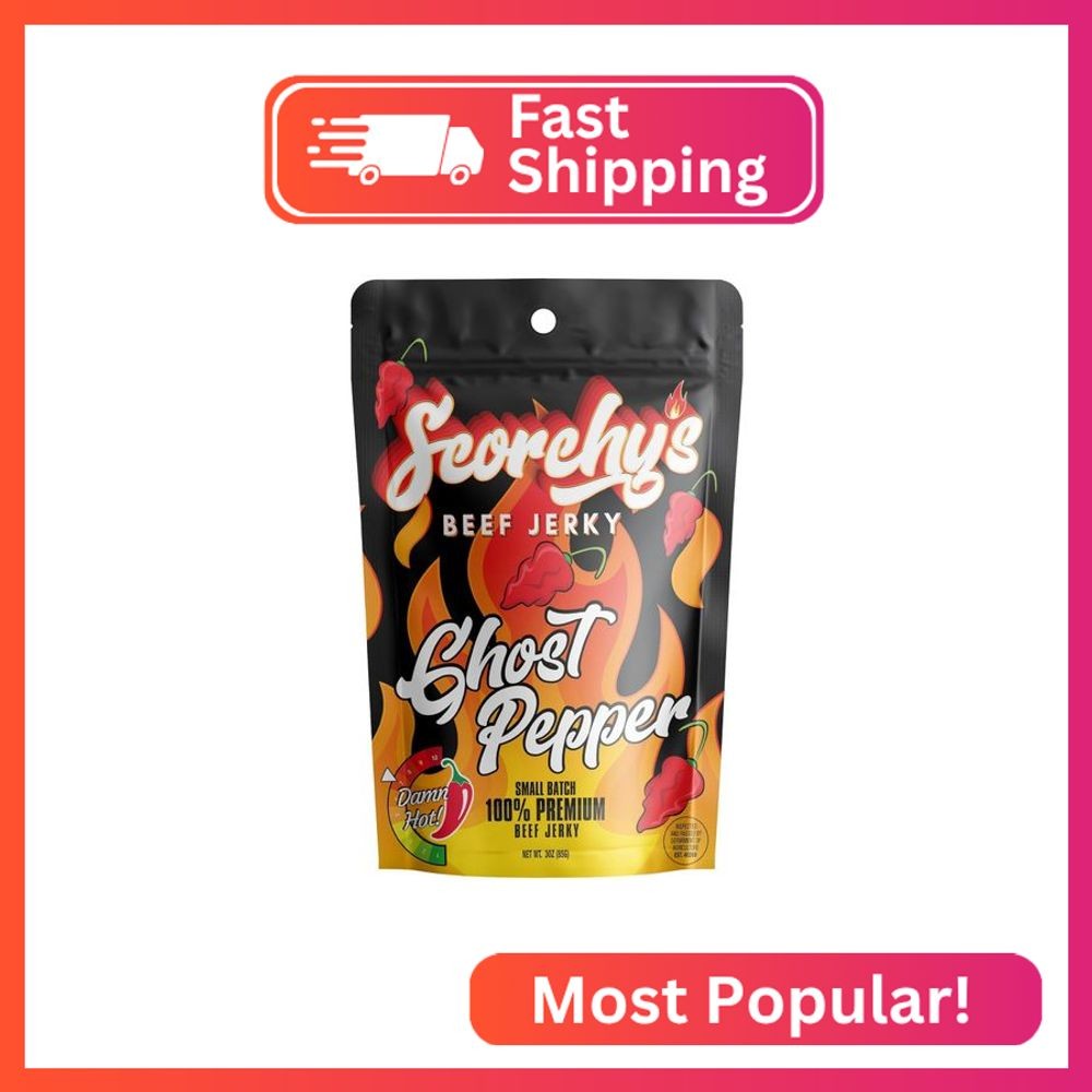 Scorchy's Jerky | Ghost Pepper Beef Jerky | Hand-Crafted | Spicy Protein Snack |