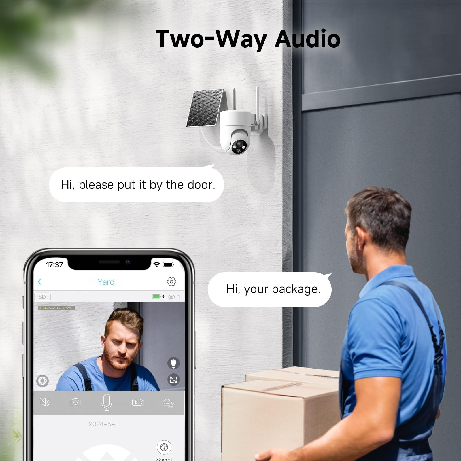 Oculview 2K Solar Security Cameras Wireless Outdoor, 360° View, 2PCS