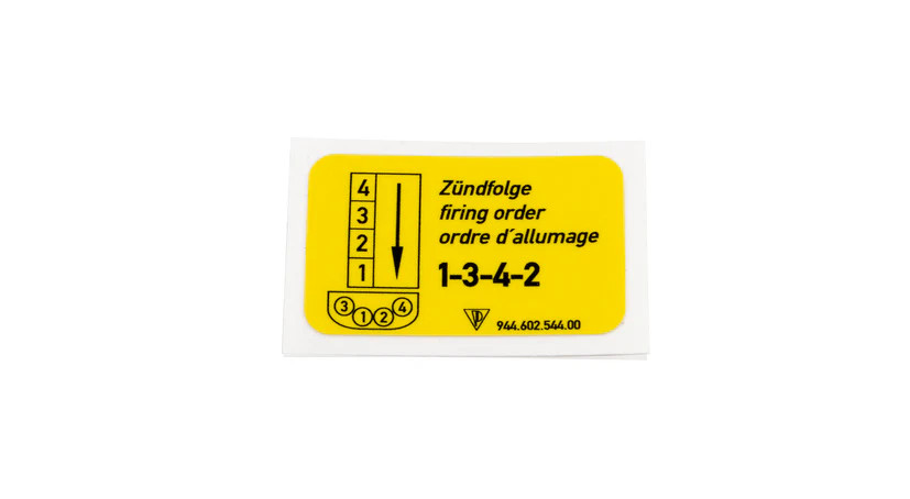 Porsche Firing Order Adhesive Label - 944/968 87-95  944-602-544-00 94460254400