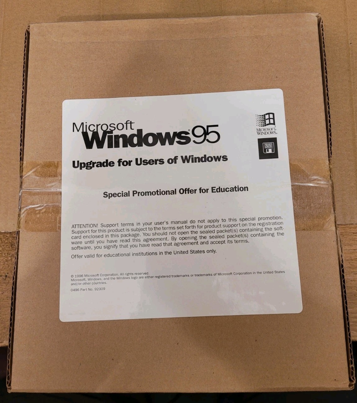 New Microsoft Windows 95 CD Starts Here for Distribution New Sealed with PC