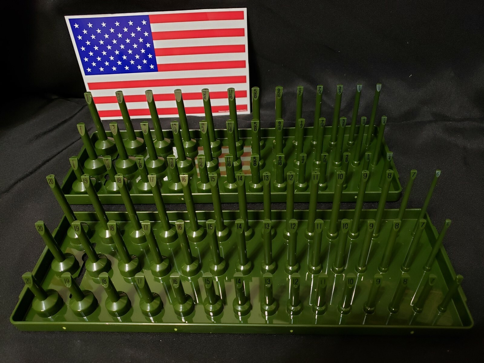 Hansen - 4 Pc- 3 Row Socket Tray Metric SAE Storage Rack Holders 1/4" & 3/8"