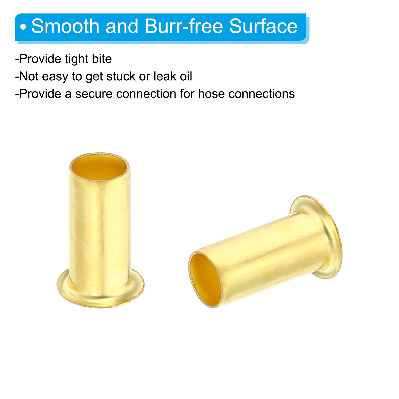 60Pcs Brass Compression Insert Compression Insert Tube Support for 3/8" OD Tube