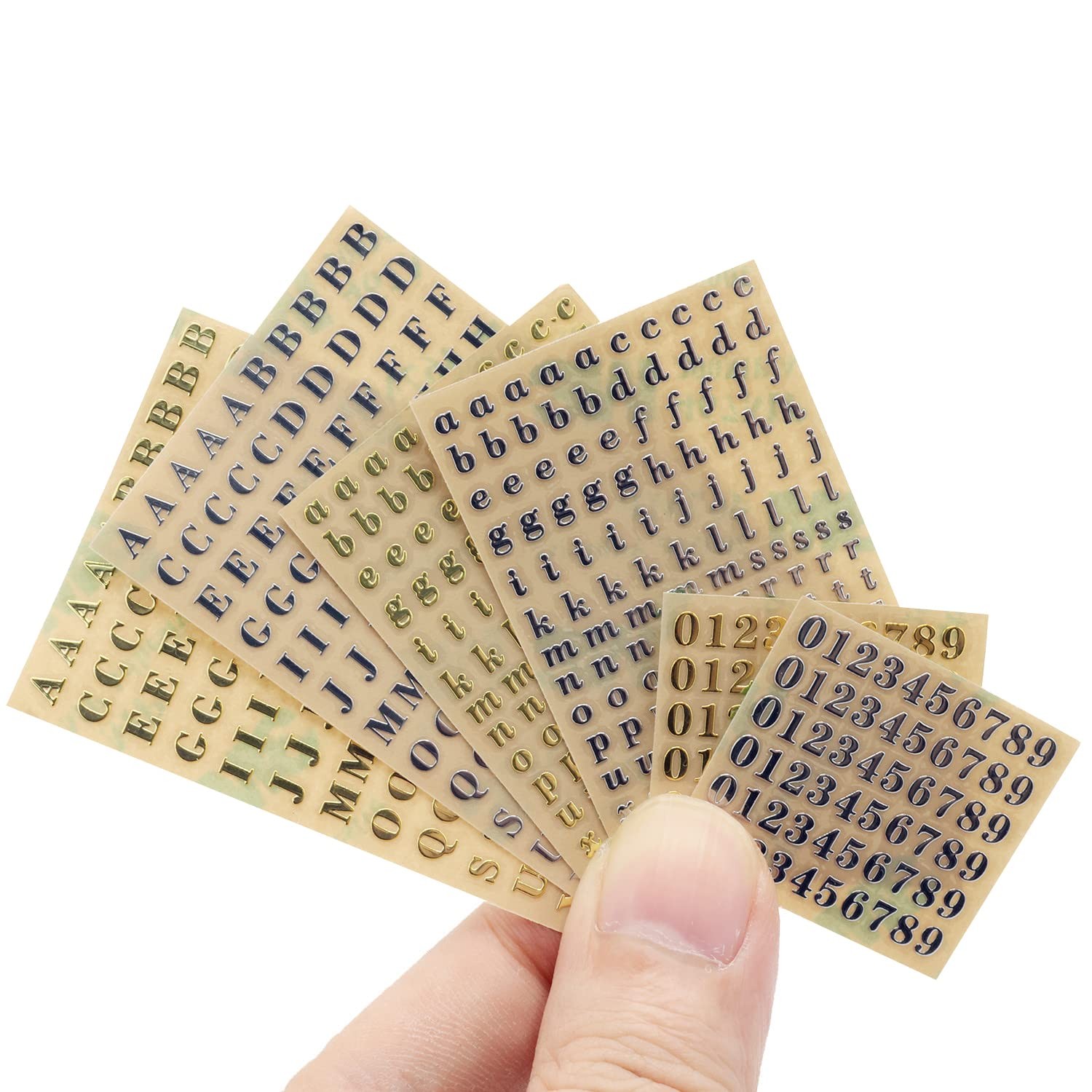 6 Sheets Small 0.12 inch Alphabet Number Stickers Mini Letters Stickers Glitt...