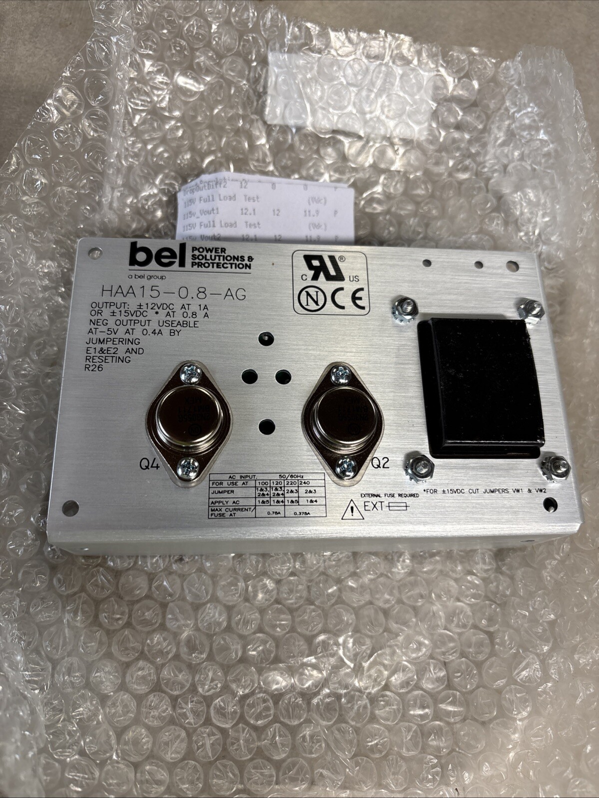 NEW* BEL Power Solutions Linear Double Out Power Supply HAA15-0.8-AG 🇺🇸