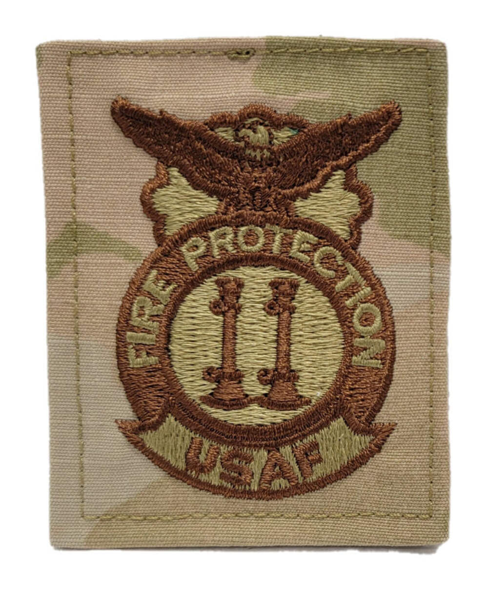 Air Force Fire Protection Badge - Captain OCP Patch - 2 Bugles Parallel