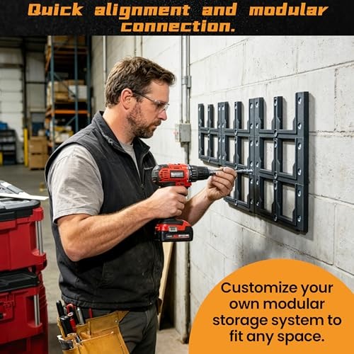 6-Pack Modular Mounting Plates Compatible with Milwaukee PACKOUT, Wall Mount