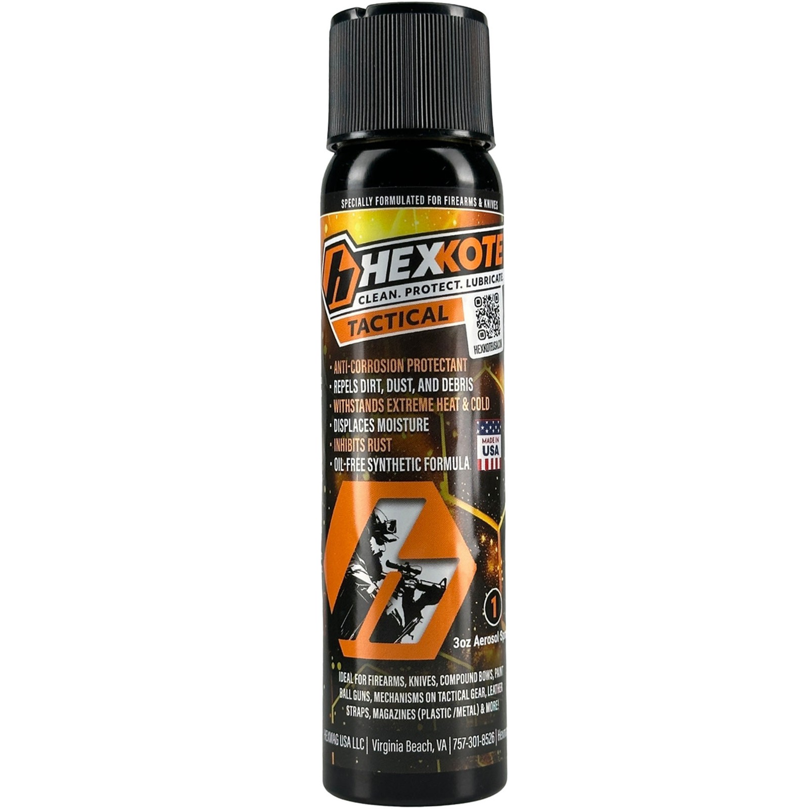 HEXKOTE Tactical Dry Lube Gun Knife Cleaner Lubricant CLP 3 oz Aerosol Spray
