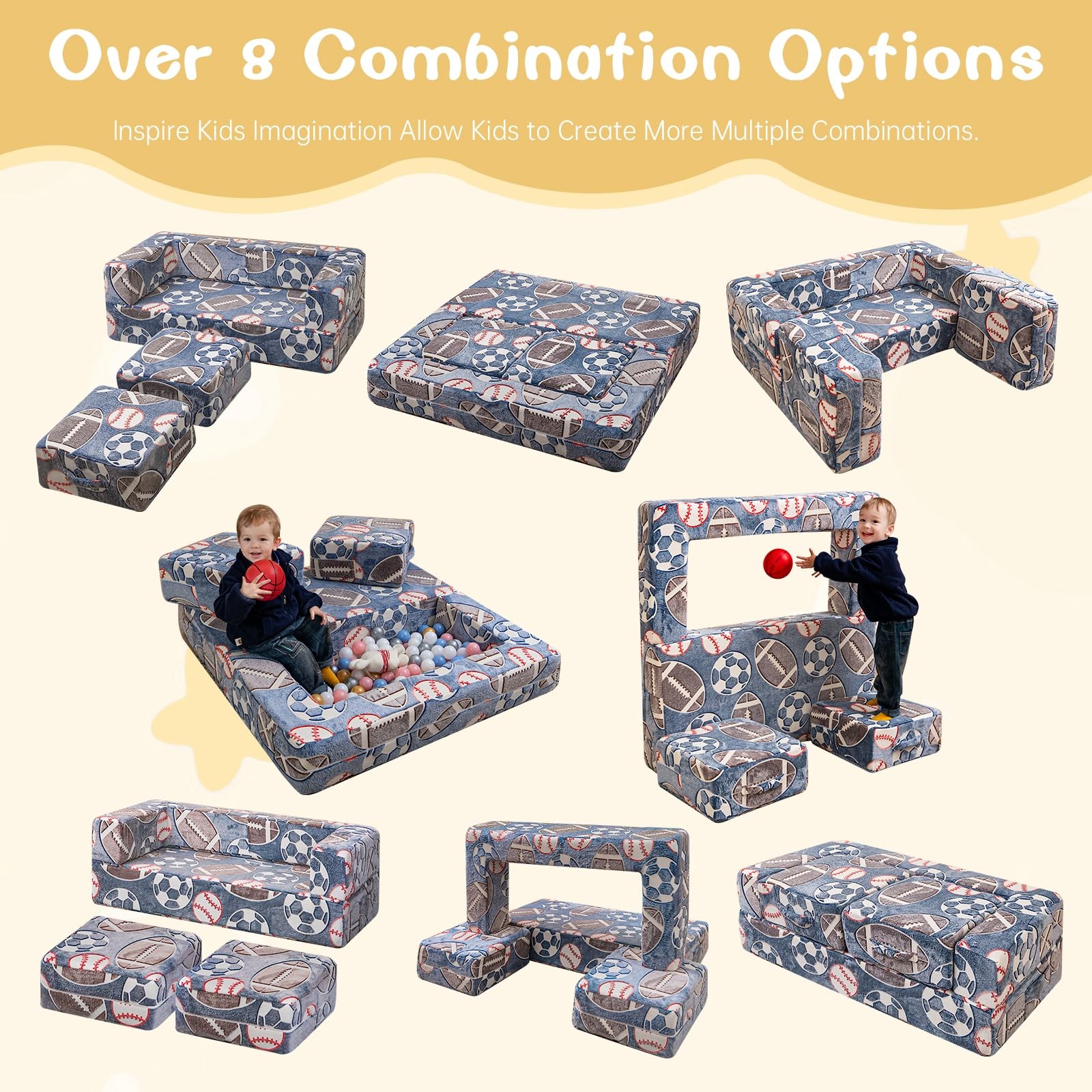 Modular Play Couch, Glow in Dark Sofa, Sectional Sofa, Play Couch Fold Out Ki...