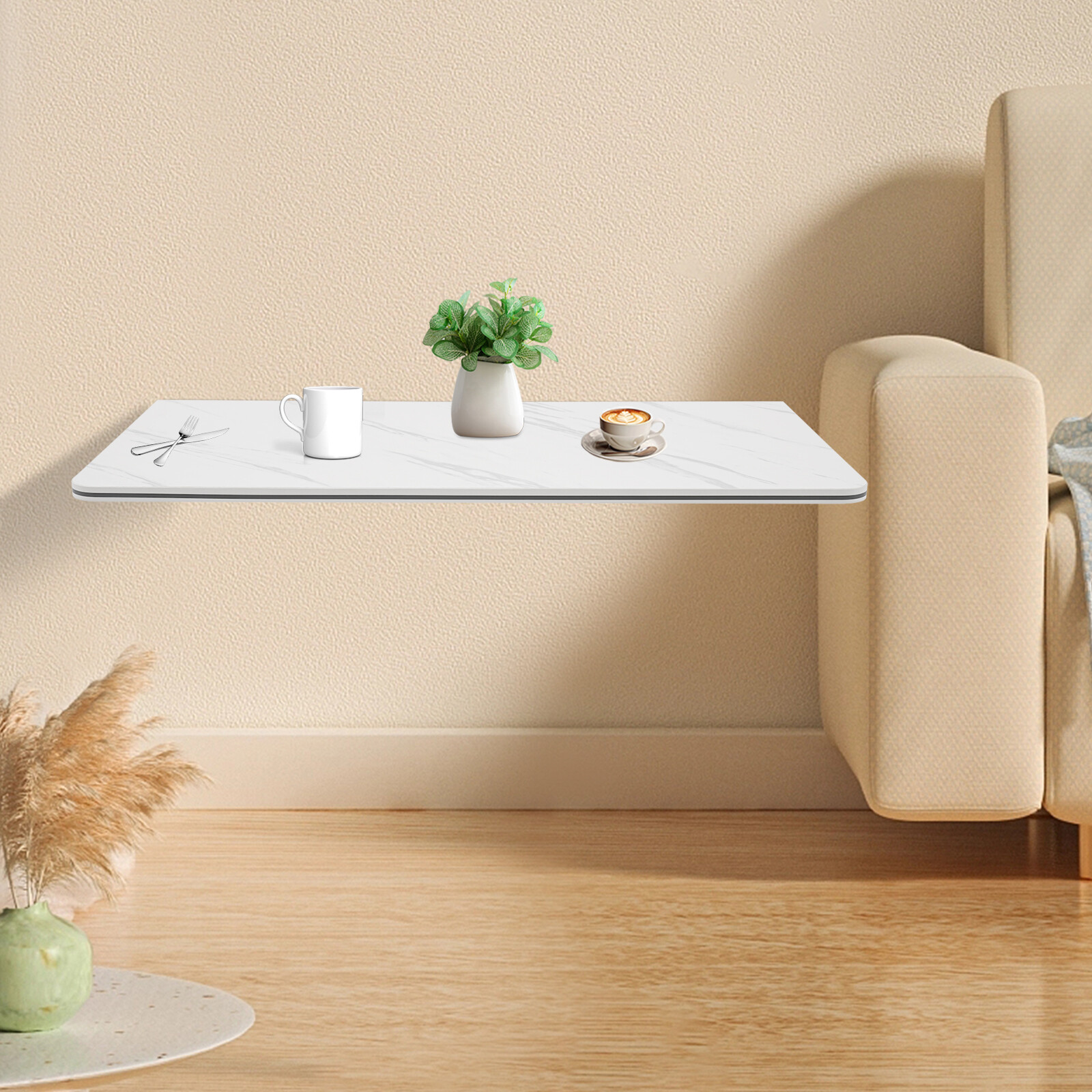 Modern Folding Wall Desk Wall-mounted Folding Table Foldable Table Indoor White