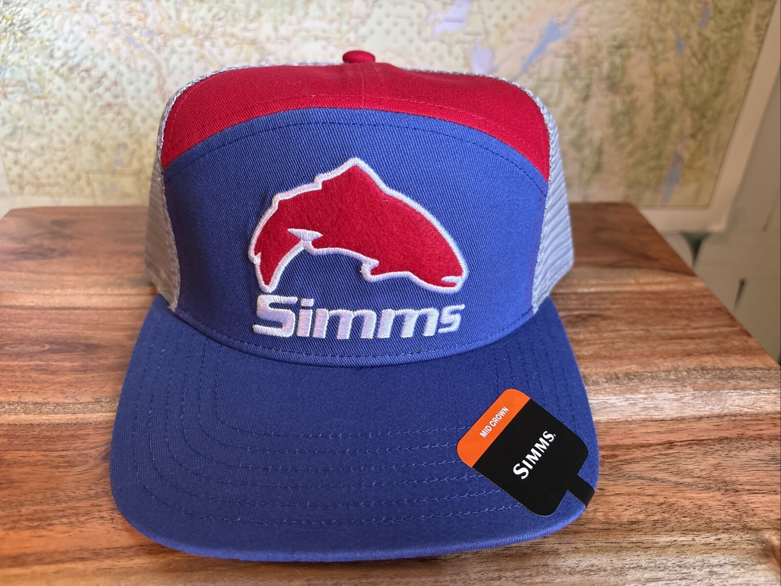 Simms Fishing Porducts 7 Panel Trucker Hat Navy