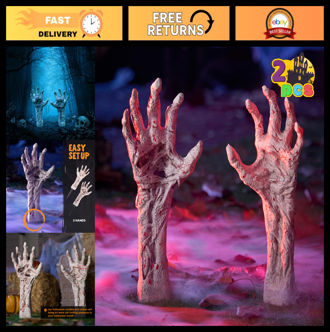 Realistic Zombie Arm Groundbreaker Halloween Decoration - Bloodstained Yard Stak