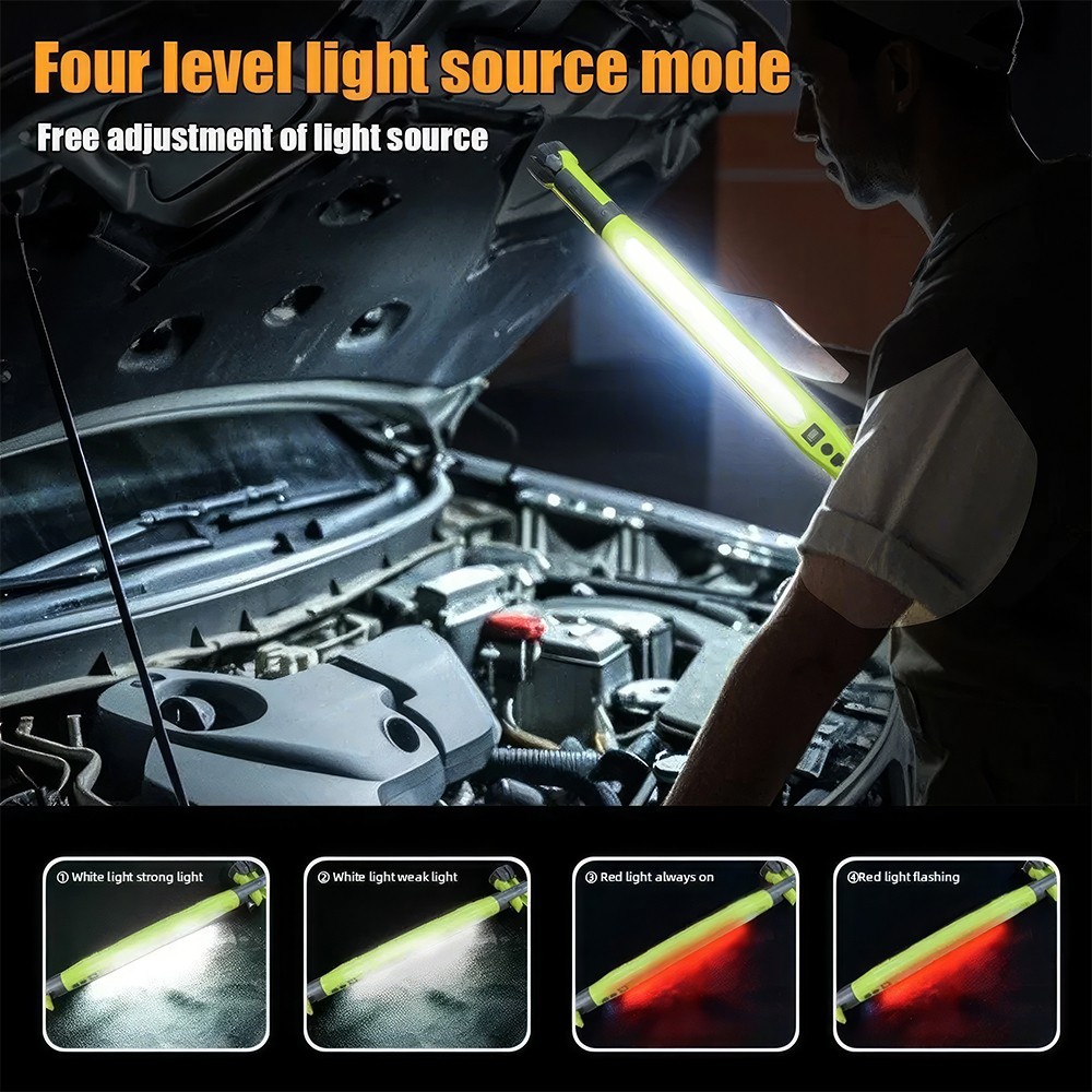 Under Hood Work Light Bar LED Magnetic Light with Hooks Cordless Rechargeable