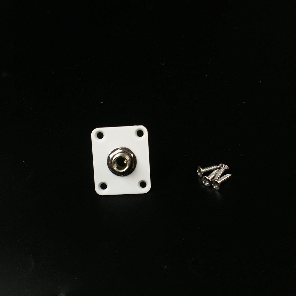 Plastic Plate Guitar Output Jack Socket,Square/White