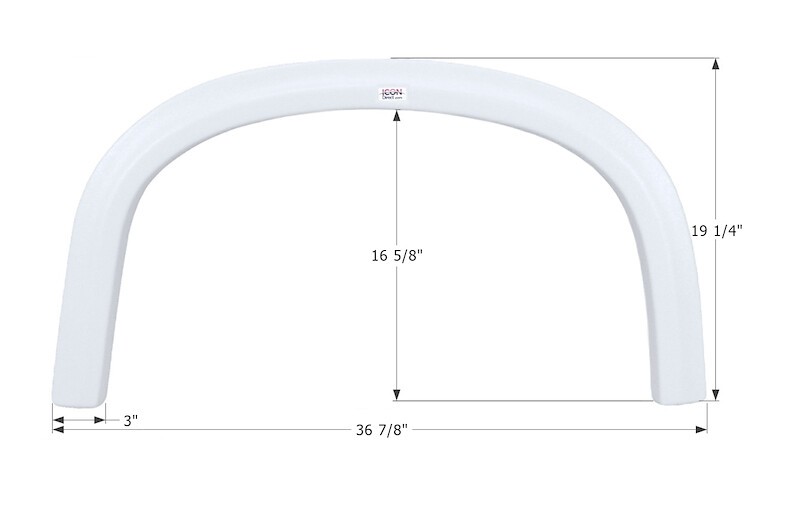 ICON 12038 Fender Skirt; Single Axle; 37 Inch Length x 19-1/2 Inch Height; Polar