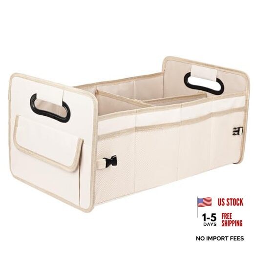 Car Trunk Organizer, Car Organizers and Storage Collapsible Standard Beige