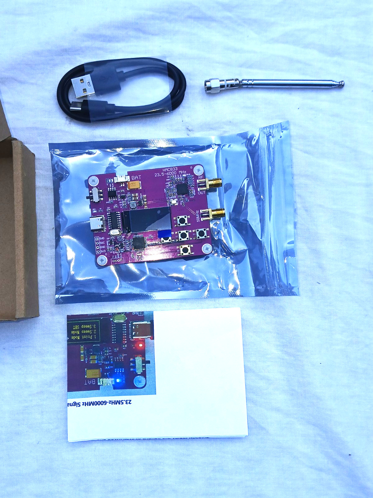HMC833 RF Signal Generator Source 23.5-6000MHz Sweep Frequency Module USB OLED