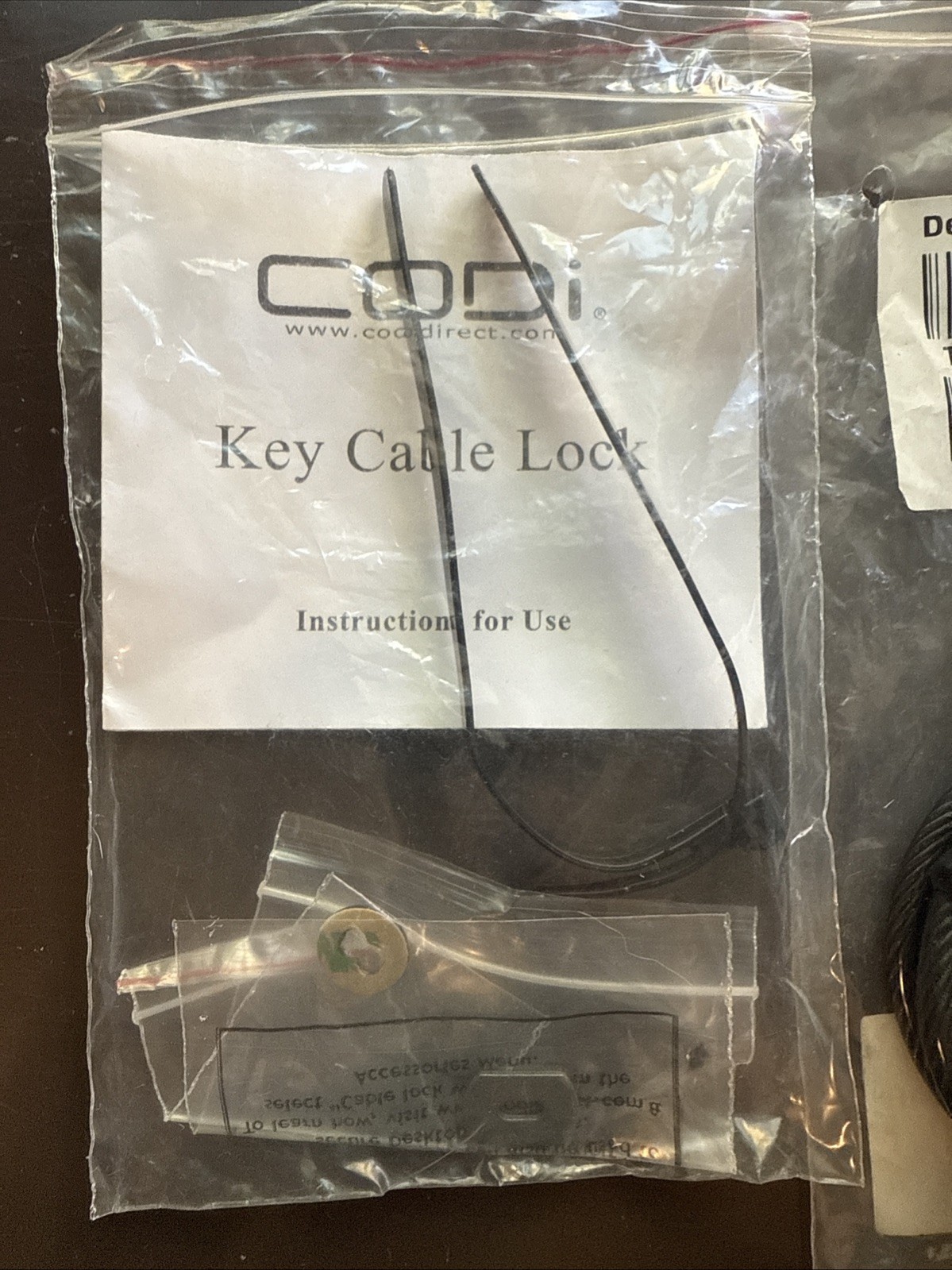 CODi Key Cable Lock kit, Dell-distributed, Part Number 0W7077