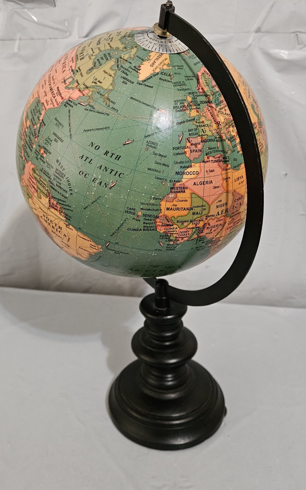 Legend Spinning Globe Desktop Tabletop Black Wood Base Base