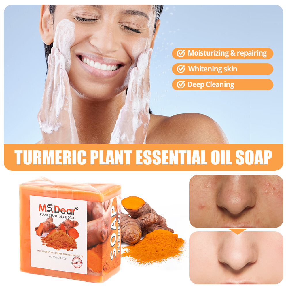 2Pc Turmeric Soap for Face&Body,Skin Brightening Anti-Acne Dark Spots Lightening