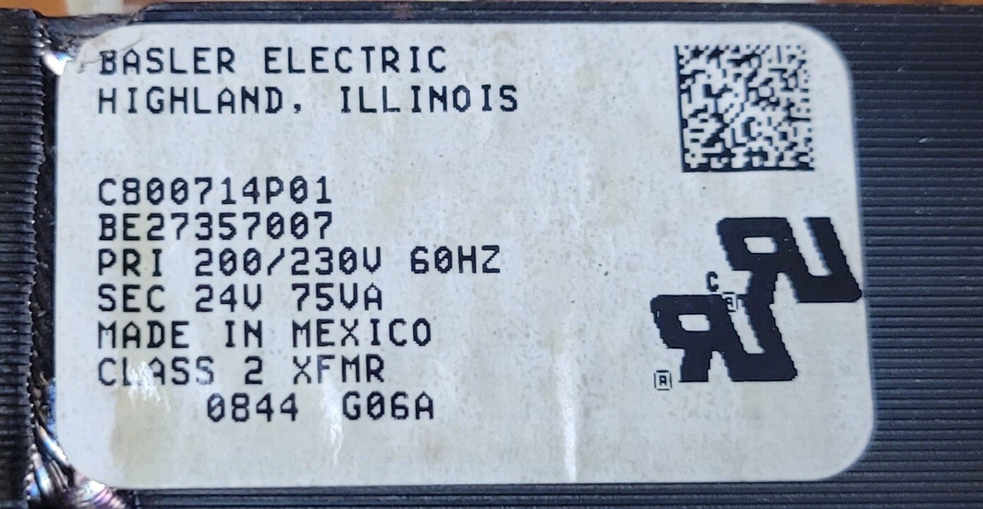 Basier Electric 75VA Transformer C800714P01 BE27357007