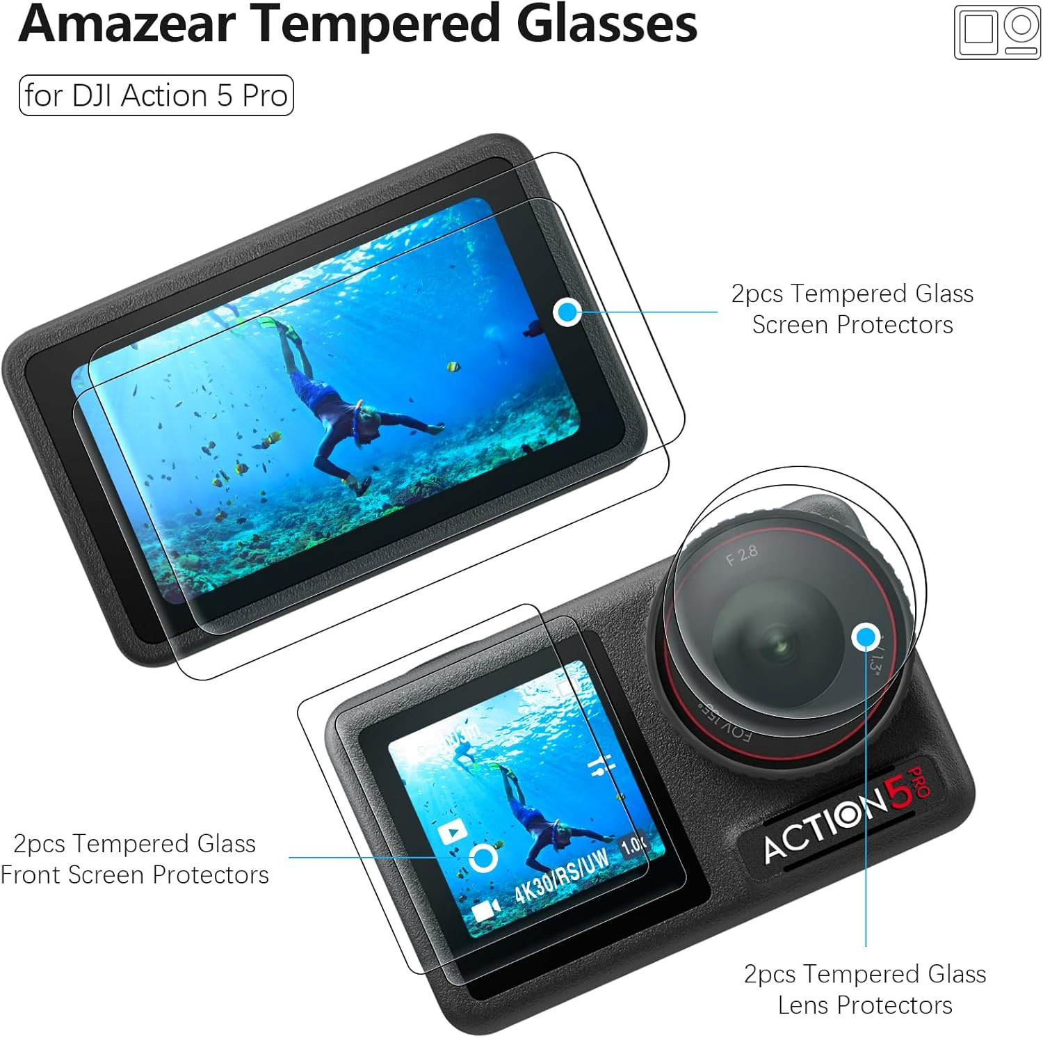 Lens Screen Protector for DJI Osmo Action 5 Pro , Action5 Pro