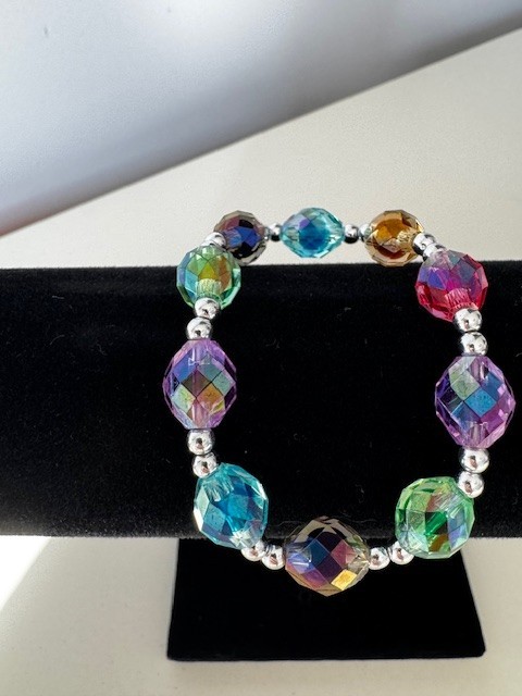 Lampwork Glass Beads Bracelet with 7 Chakras