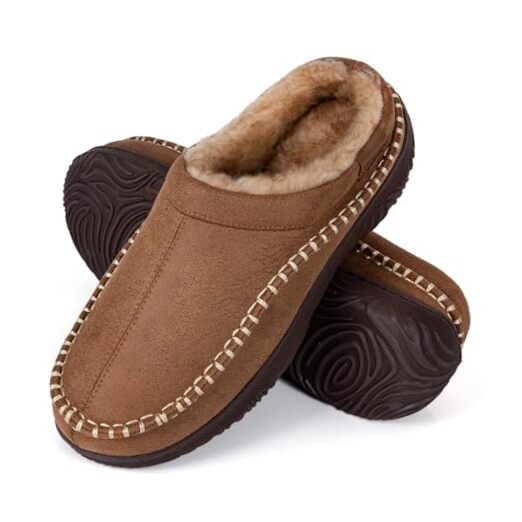 Men's Moccasin House Slippers - Memory Foam Indoor Outdoor Shoes Warm 11 Tan
