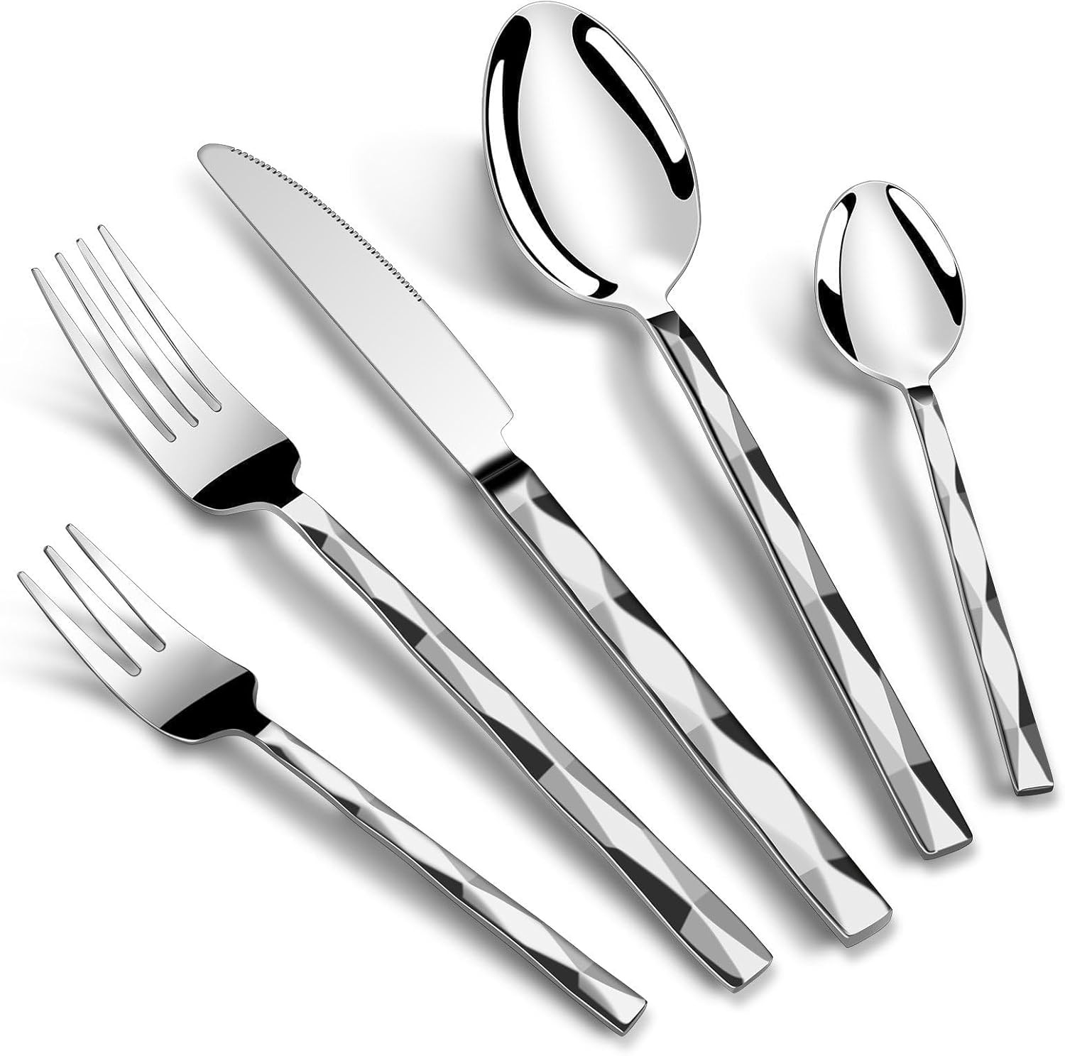 Silverware Set for 6, 30 Piece Heavy Duty Stainless Steel Serving Flatware Utens