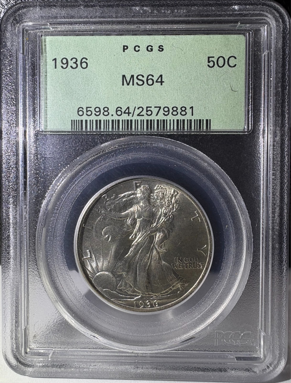 1936 50c Walking Liberty Silver Half Dollar PCGS MS64 Gen 3.1 Holder OGH (881)
