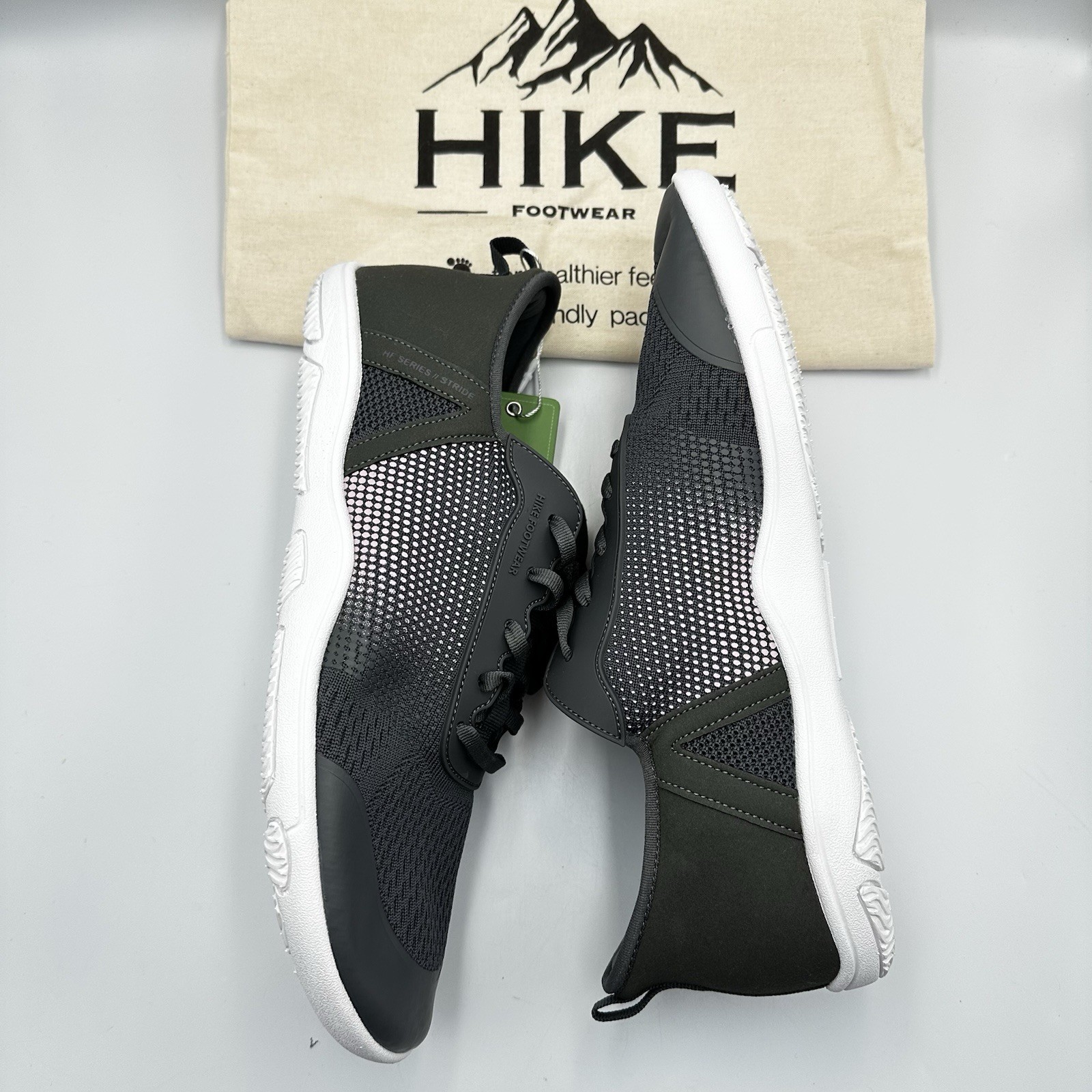 Hike HF Stride Sneaker Barefoot Gray Pink Lace Up EU 43 M 10-10.5 W 12-12.5