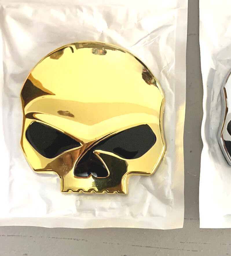 HARLEY DAVIDSON WILLIE G METAL 3D EMBLEM MEDALLION- LG 2-3/4" DIA. - GOLD FINISH