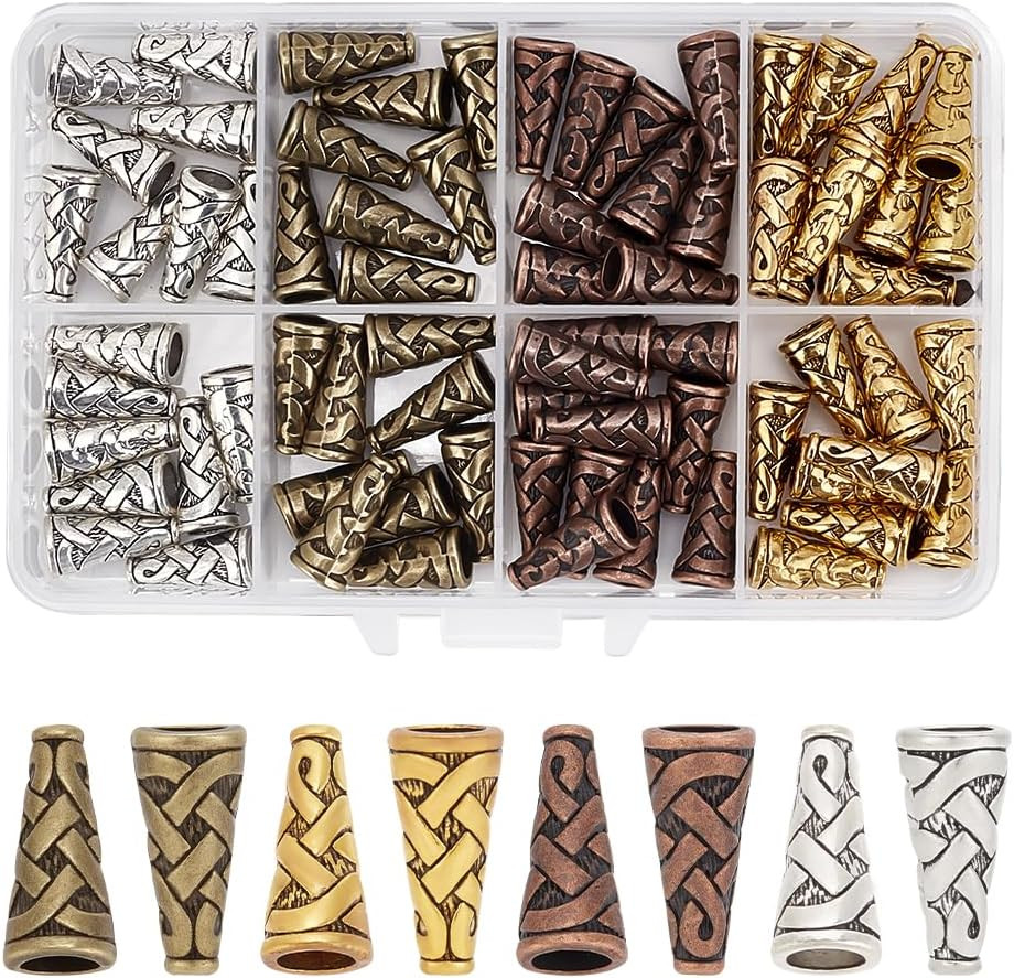 80Pcs 4 Colors Earring Cones for Jewelry Making, 18X8Mm Tibetan Metal Cone Bead