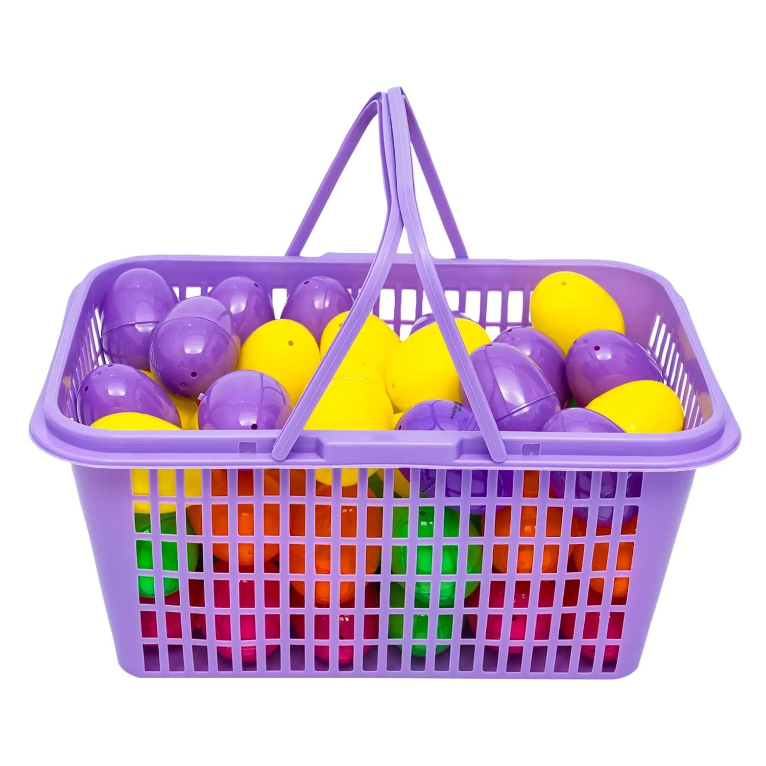 Bulk Easter Eggs with Basket - Set with 60 Fillable Plastic Easter Eggs Plus ...