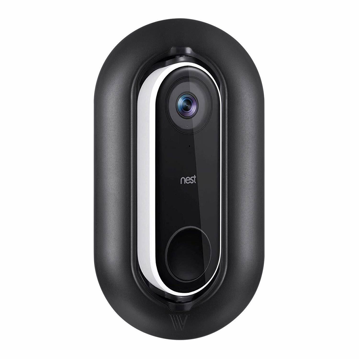 Wasserstein Wall Plate and Angle Mount Compatible With Google Nest Hello - Black