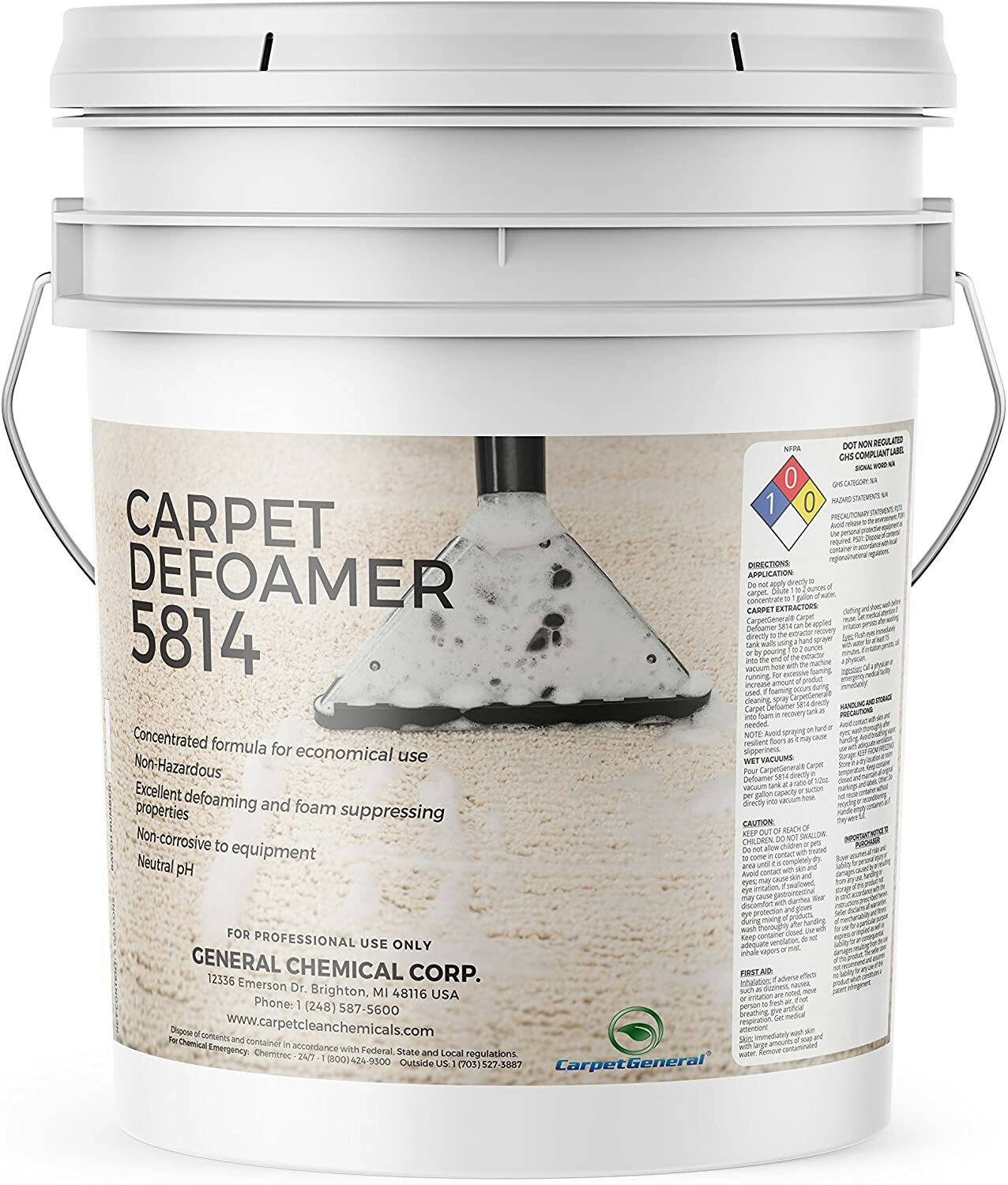 Carpet Defoamer 5814 - Foam Suppressant Solution For Machines - 5 Gallons