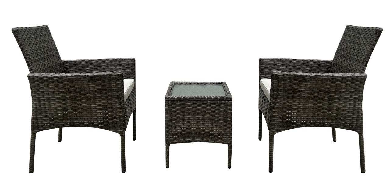 Prestige Patio Patio Bistro Set 3-Piece Outdoor Conversation Set, Gray Wicker