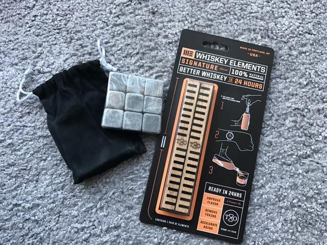 Time & Oak WHISKEY ELEMENTS aging sticks set + Chilling Stones STOCKING STUFFER