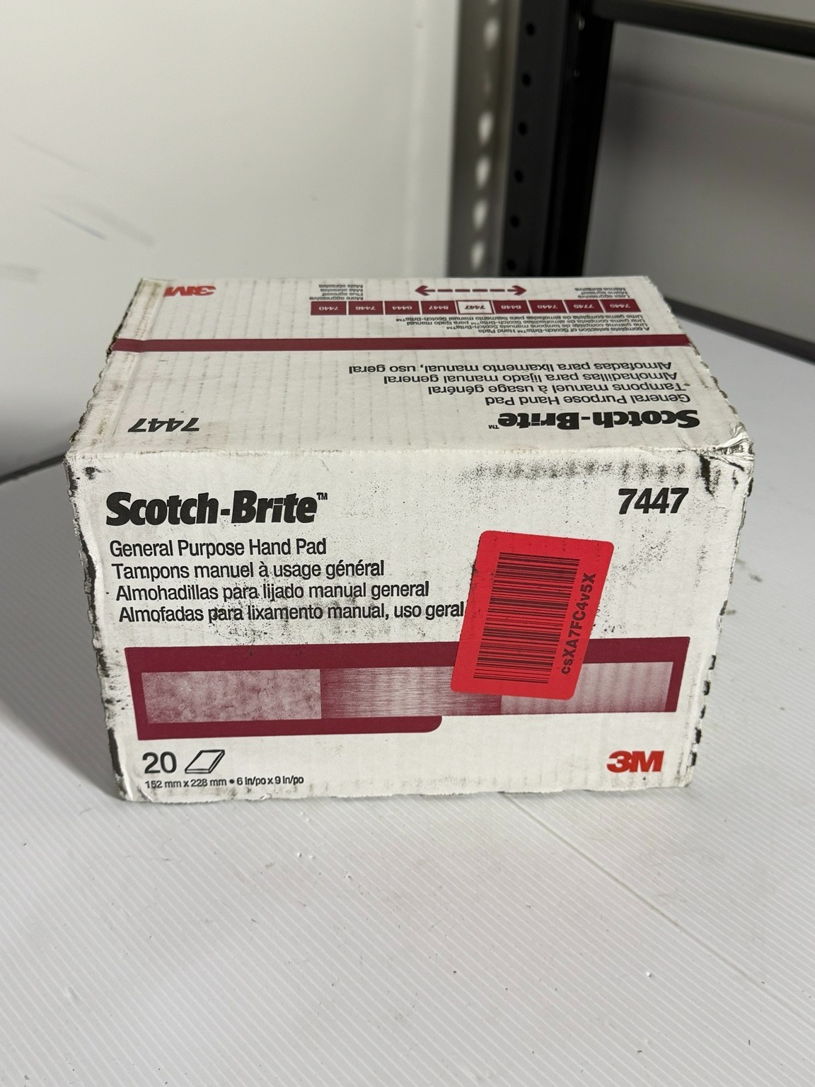 3M Scotch-Brite 7447 General Purpose Hand Pads Maroon 6x9 Box of 20 New
