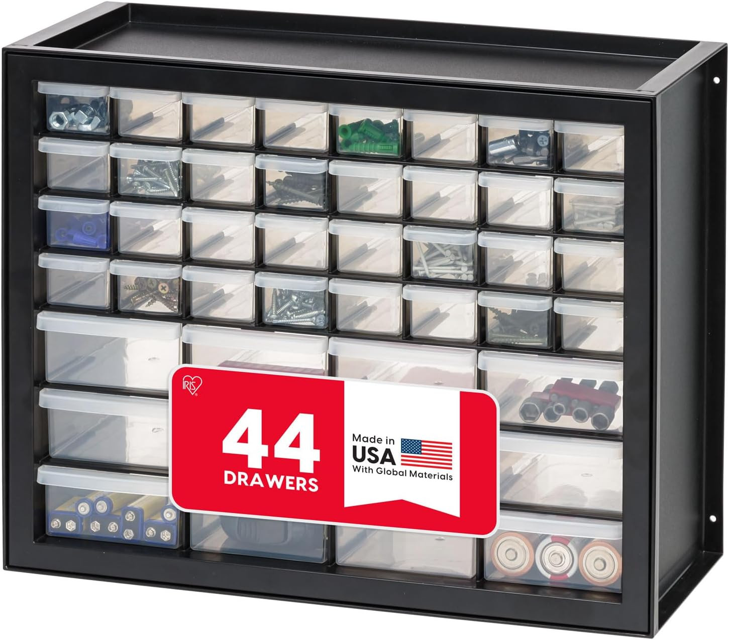 44-Drawer Small Parts Storage Cabinet, Crafts, Made in USA, Black | Wall-Mountab