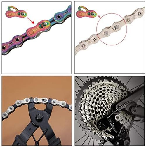 4Pair Bicycle Missing Link, Bike Chain Master Link Connector, 9 Speed-Rainbow