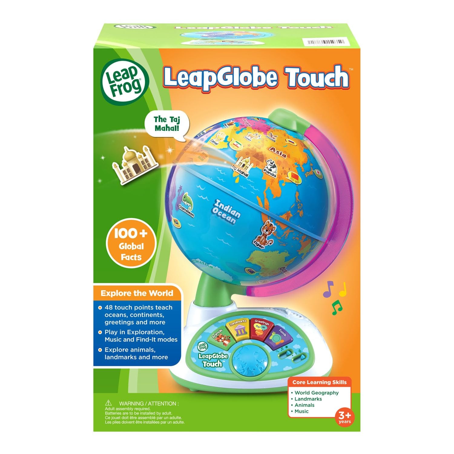 LeapGlobe Light-Up and Touch Interactive Electronic Globe for Kids, Explorati...