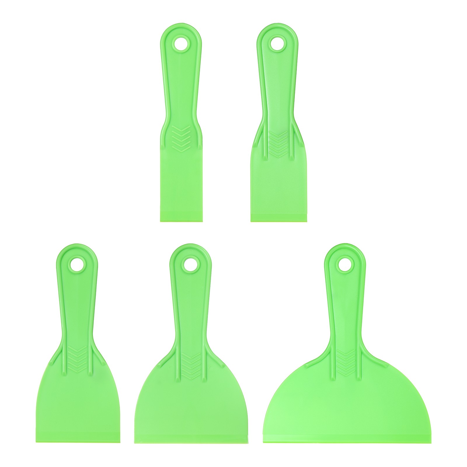 5Pcs, Putty Scraper Set Plastic Flexible Putty Knives Green