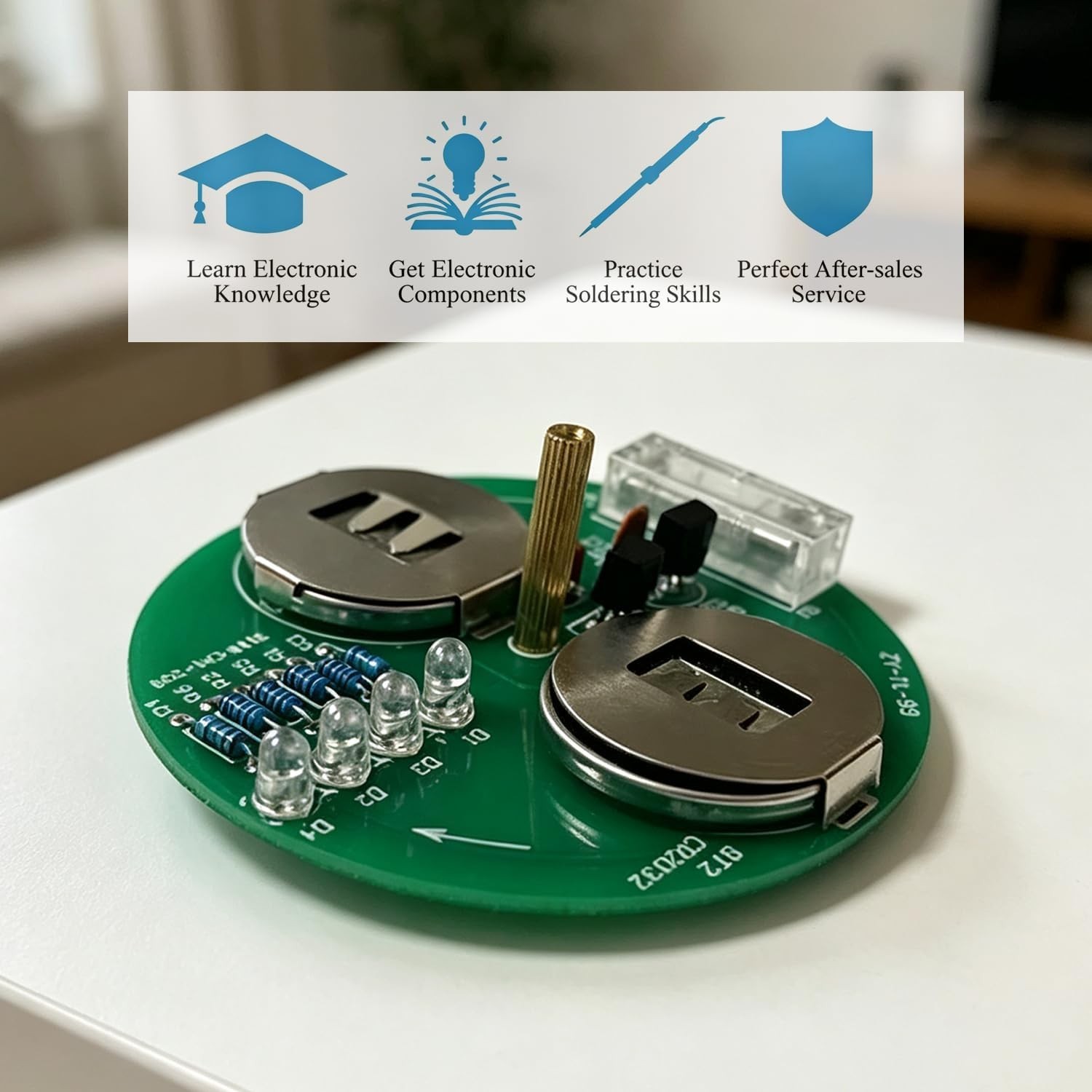 Beginner-Friendly Electronics Kit: LED Rotating Gyroscope Soldering Project