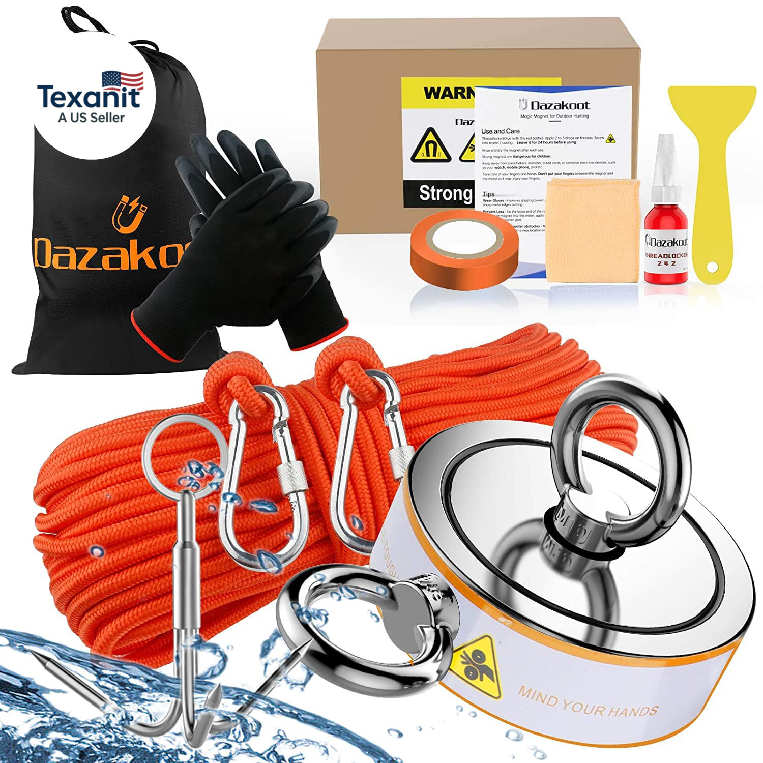 2600LBS Double Side Magnet Fishing Kit with Case,  Magnet for Fishing & Treasure