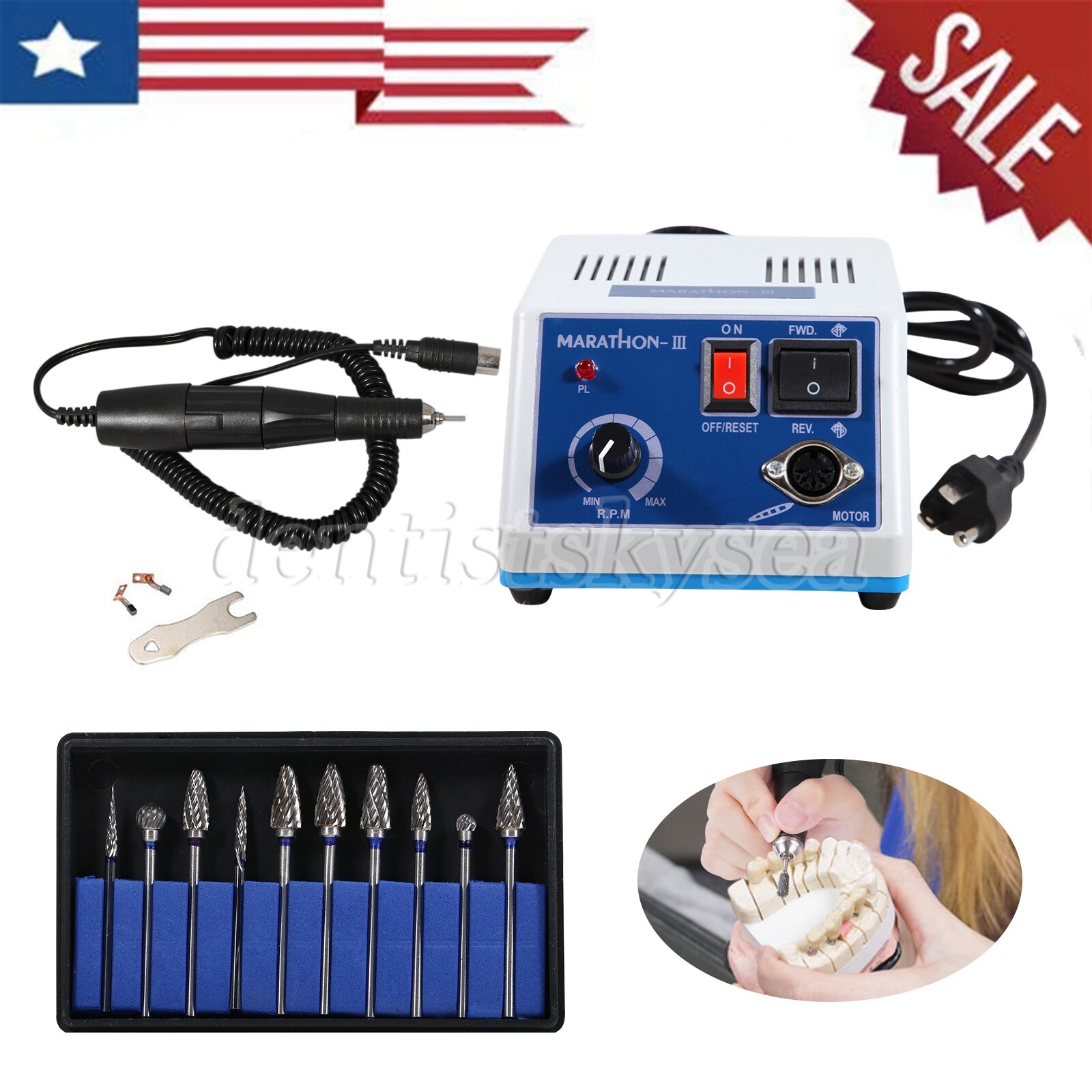 Lab Electric Micromotor Polishing Unit/35K rpm Handpiece fit for Marathon Dental