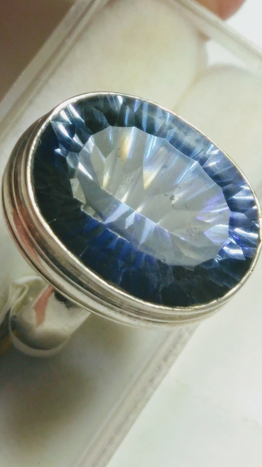 SPECTACULAR MYSTIC STONE IN STERLING SILVER RING SIZE 7.0-7.25!