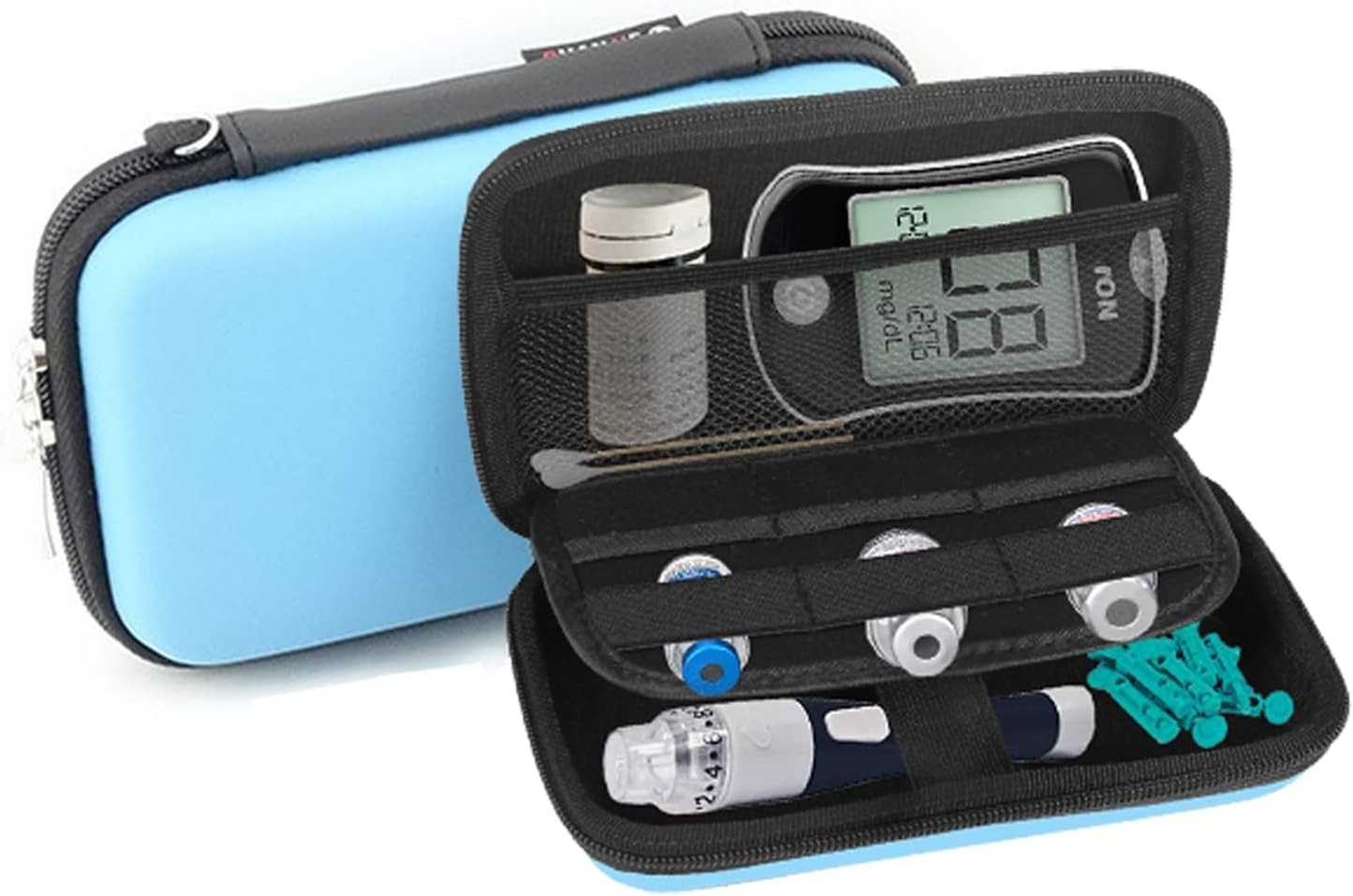 Small Protective Hard Shell Diabetic Travel Case Testing Supplies Kit Organiz...