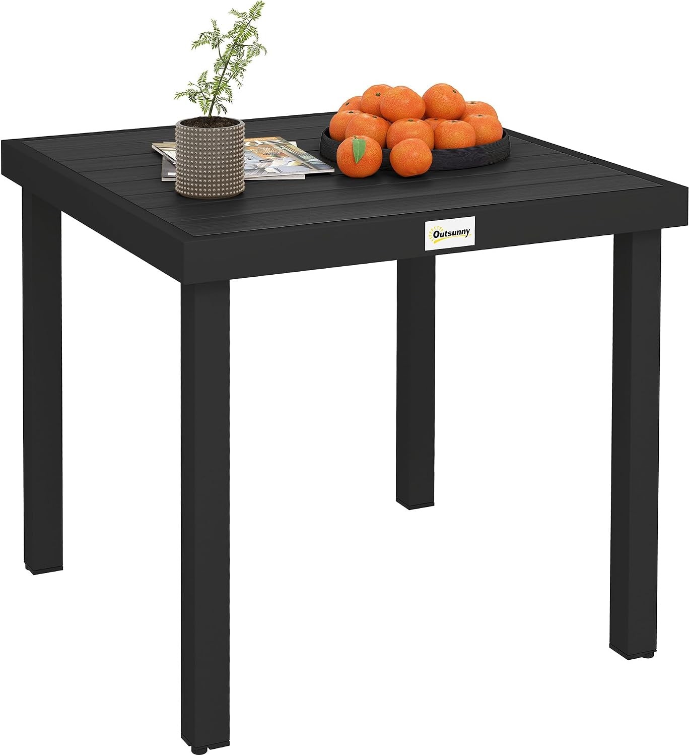 Outdoor Dining Table for 4 Person, Square Patio Table, Aluminum Metal Legs for