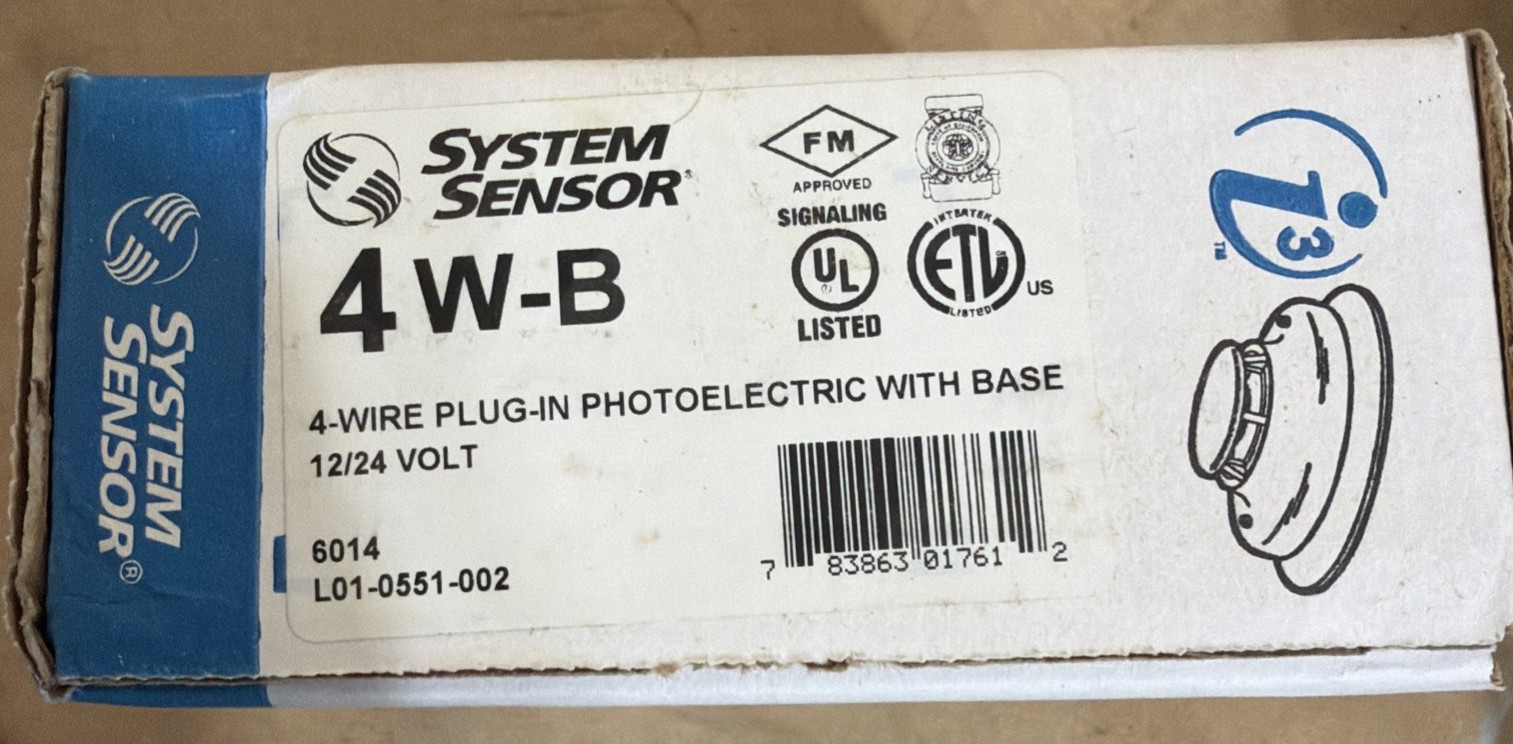 System Sensor 4W-B4-Wire Plug-In Photoelectric Smoke Detector With Base