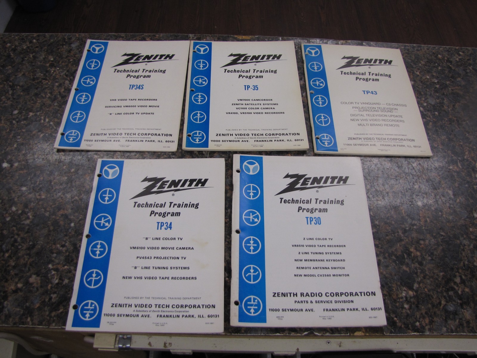 Lot of (5) Zenith Technical Training Program TP30/TP34/TP34S/TP-35/TP43